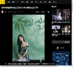 刘诗诗穿蓝色刺绣裙古韵优雅 竹影间穿梭尽显东方美