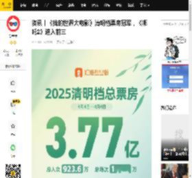 资讯丨《我的世界大电影》清明档票房冠军，《哪吒2》进入前三_专业版_灯塔_闹海